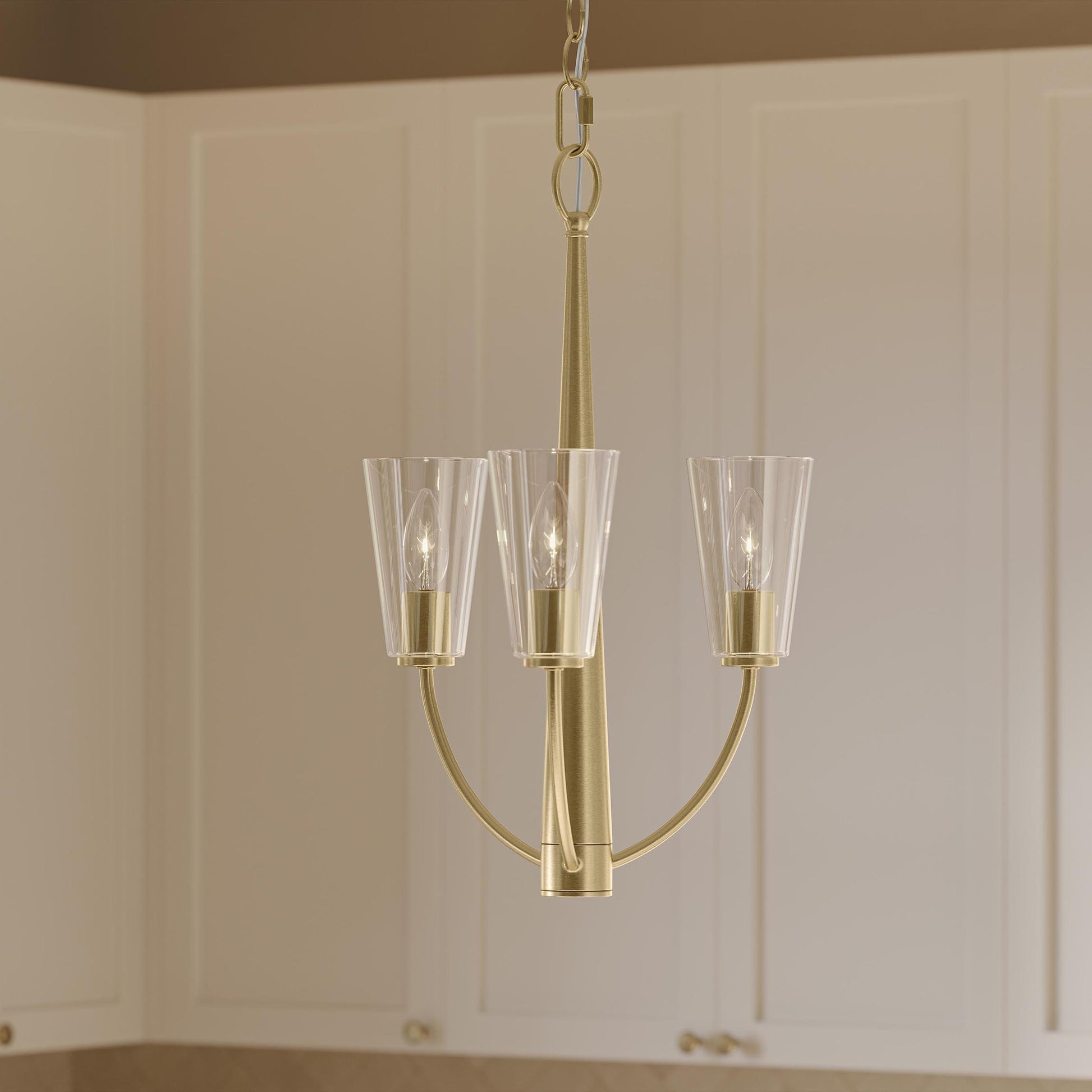 Progress Lighting P400452-191 Jheni Chandelier in Brushed Gold shown in kitchen lifestyle setting