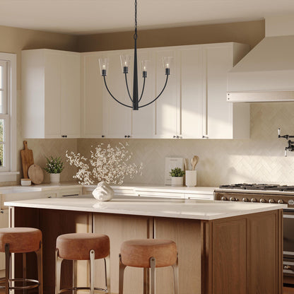 Progress Lighting P400453-31M Jheni Chandelier in Matte Black - Kitchen Lifestyle Day Shot