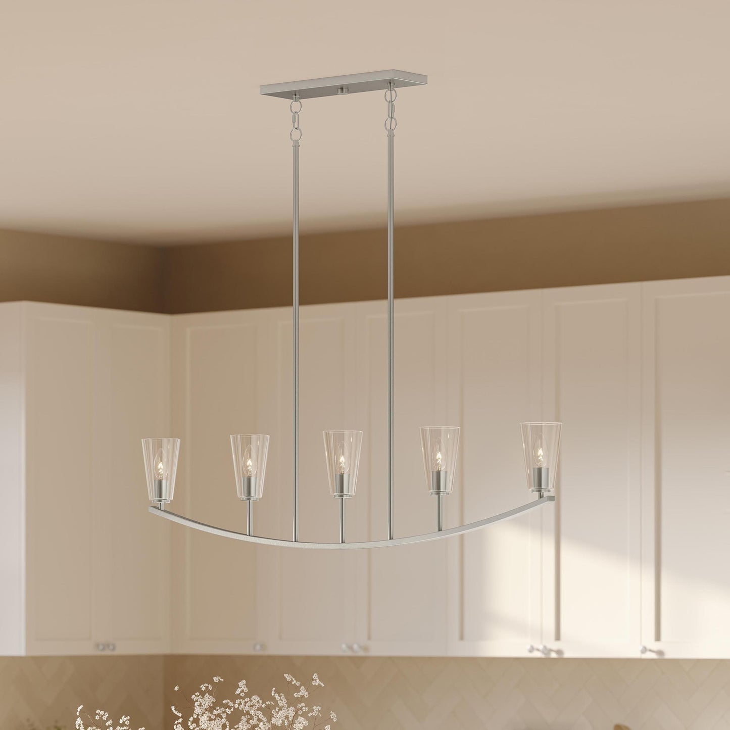 Progress Lighting P400456-009 Jheni Brushed Nickel Linear Chandelier - Detail View