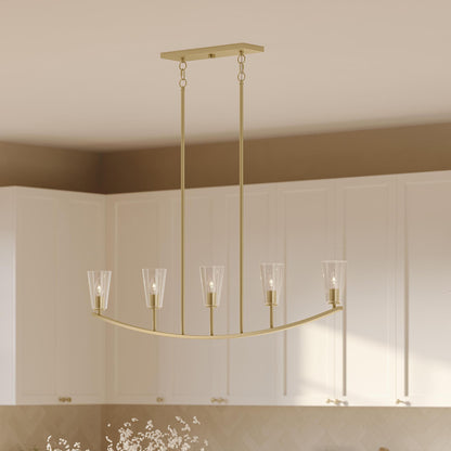 Progress Lighting P400456-191 Jheni Brushed Gold Linear Chandelier - Kitchen Detail View