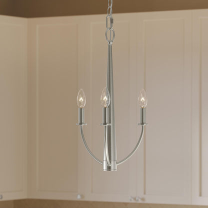 Progress Lighting P400457-009 Jheni Brushed Nickel Chandelier installed in kitchen lifestyle setting