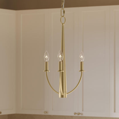 Progress Lighting P400457-191 Jheni Brushed Gold Chandelier lifestyle view in kitchen setting