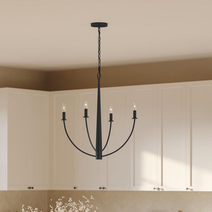 Progress Lighting P400458-31M Jheni Matte Black Chandelier - Kitchen Detail