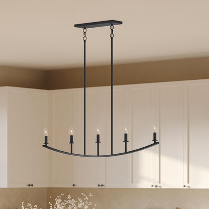 Progress Lighting P400461-31M Jheni Matte Black Linear Chandelier - Detail Close-Up
