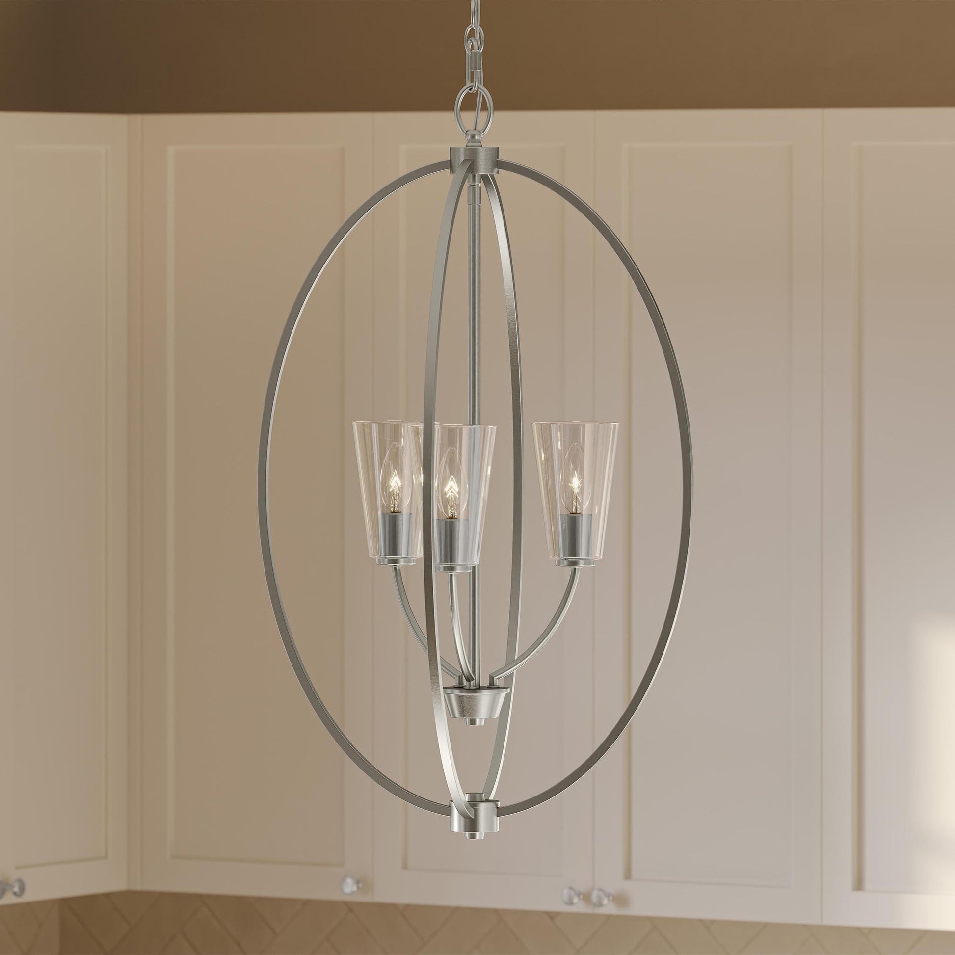 Progress Lighting P500512-009 Jheni Foyer Pendant Brushed Nickel Close-Up Detail View