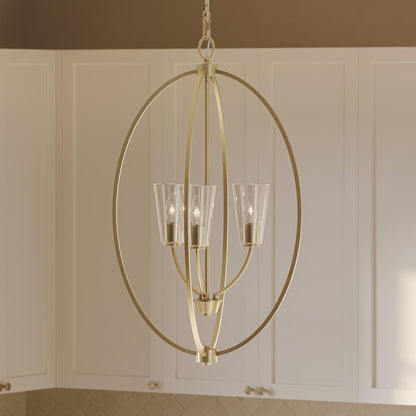 Progress Lighting P500512-191 Jheni 3 Light Brushed Gold Foyer Pendant - Detail Close-Up