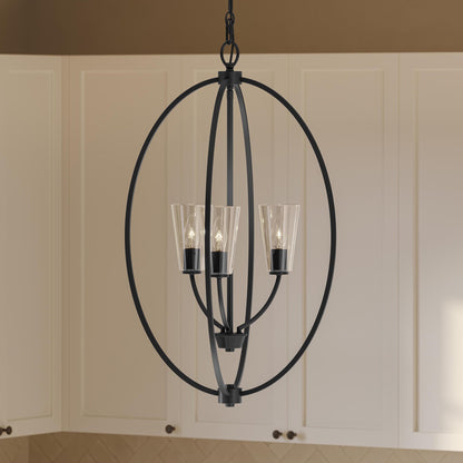 Progress Lighting P500512-31M Jheni Matte Black Foyer Pendant Kitchen Detail Close-Up View