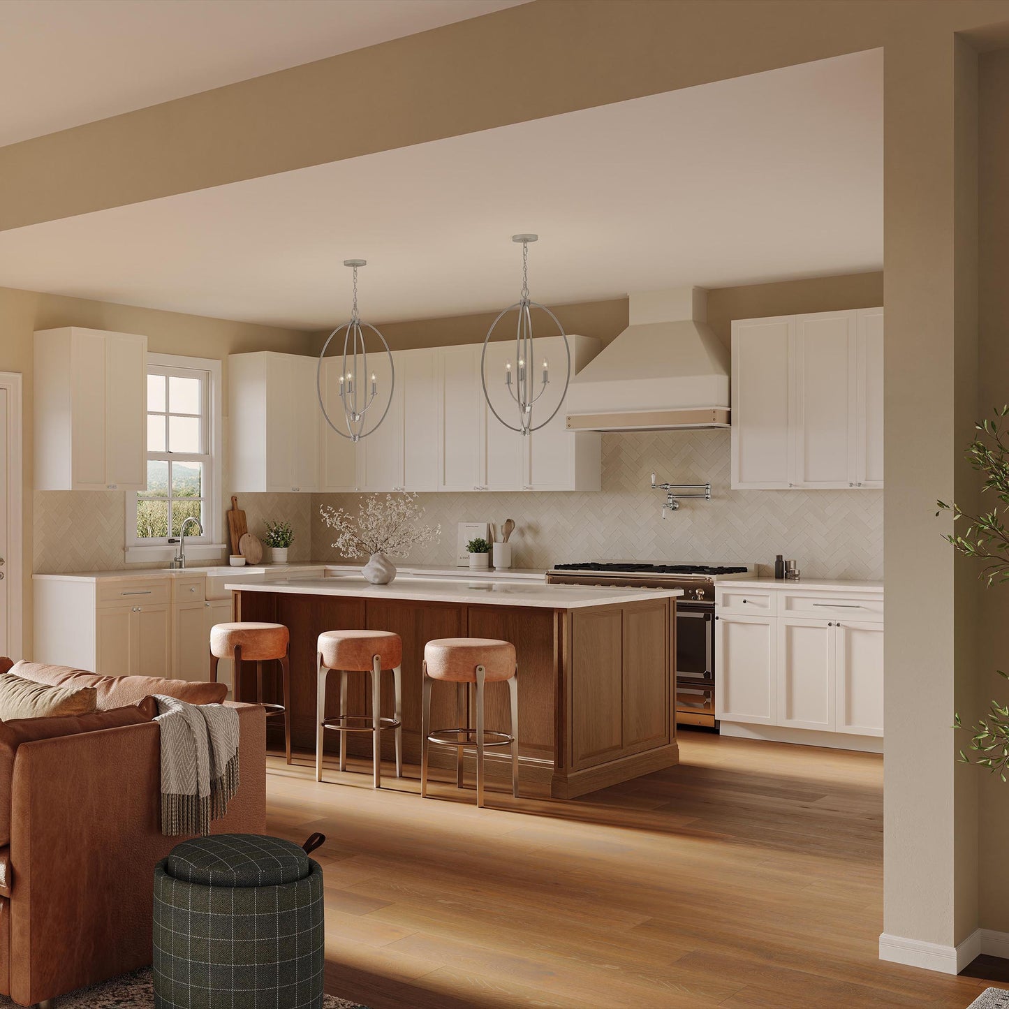 Progress Lighting P500513-009 Jheni Brushed Nickel Foyer Pendant - Kitchen Lifestyle Day View