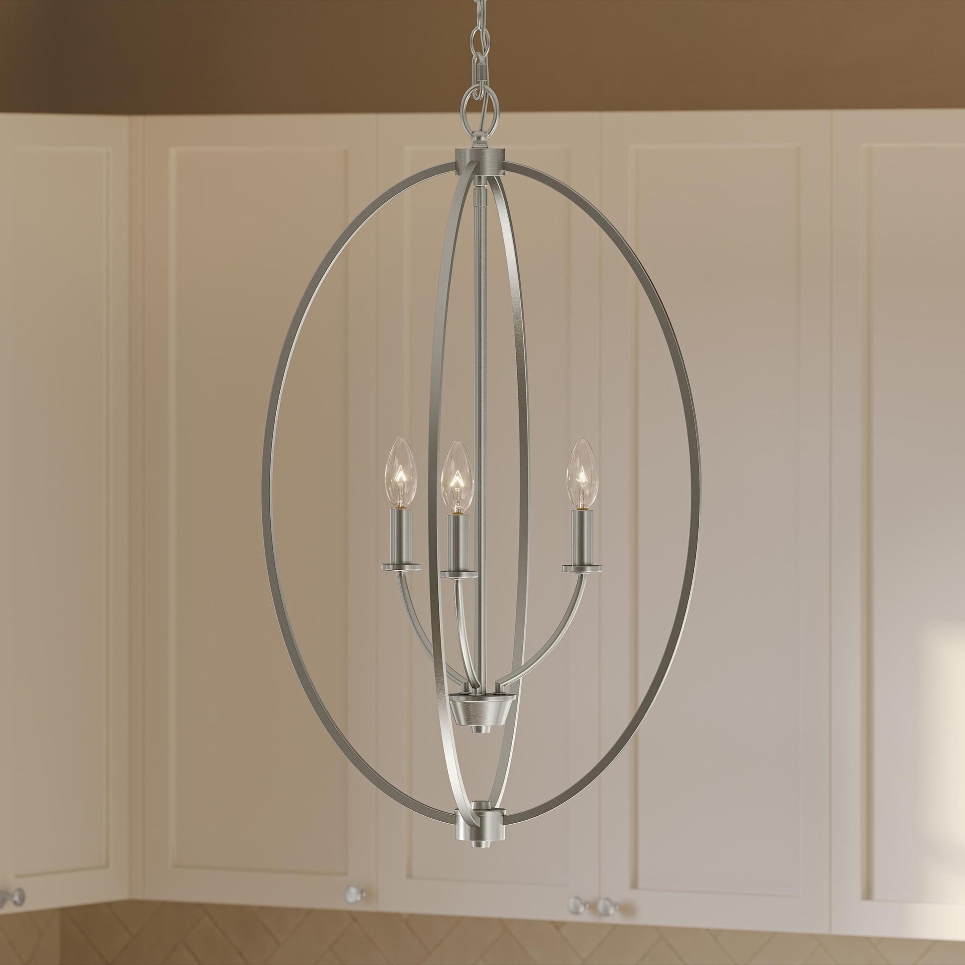 Progress Lighting P500513-009 Jheni Brushed Nickel Foyer Pendant - Detail Close-Up View