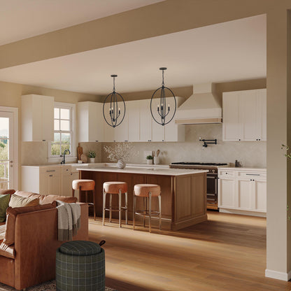 Progress Lighting P500513-31M Jheni Matte Black Foyer Pendant - Kitchen Lifestyle Day View