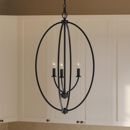 Progress Lighting P500513-31M Jheni Matte Black Foyer Pendant - Detail Close-Up View