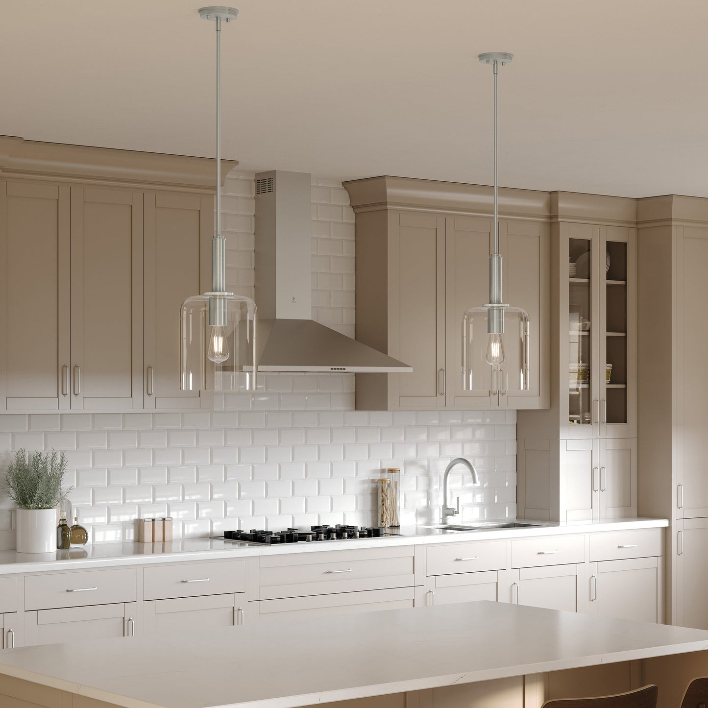 Progress Lighting P500509-009 Reines Brushed Nickel Pendant in Kitchen Lifestyle Day Shot