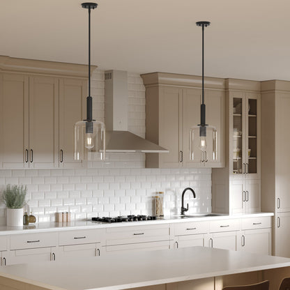 Progress Lighting P500509-31M Reines Matte Black Pendant Shown in Kitchen Setting