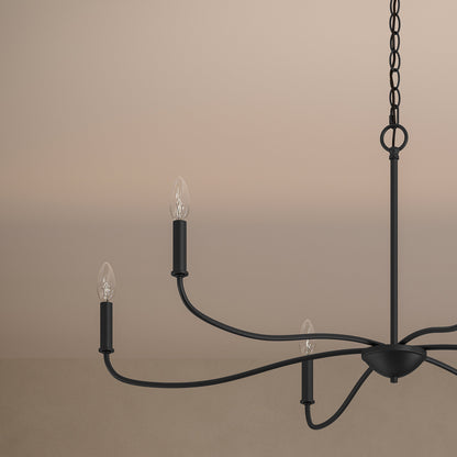 Progress Lighting P400464-31M Ilia 6-Light Matte Black Chandelier - Detail Close-Up