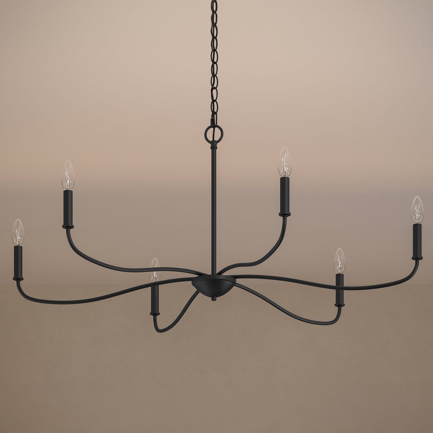 Progress Lighting P400464-31M Ilia 6-Light Matte Black Chandelier - Lifestyle Application Shot