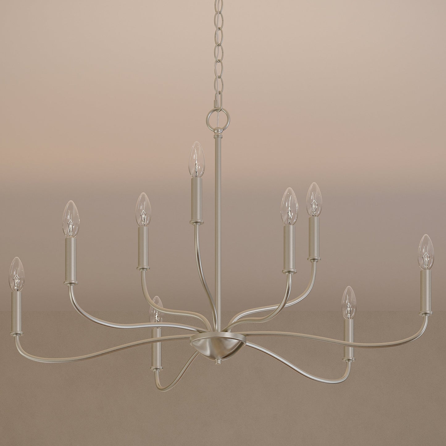 Progress Lighting P400465-009 Ilia 9-Light Brushed Nickel Chandelier - Lifestyle Room Setting