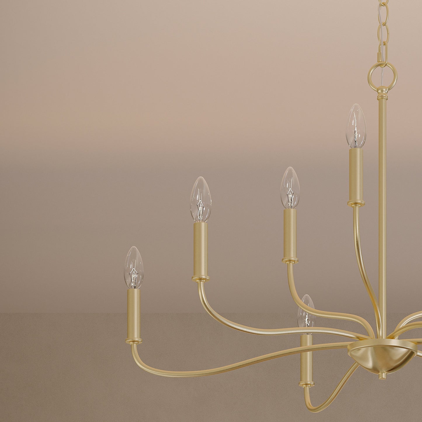 Progress Lighting P400465-191 Ilia 9-Light Chandelier close-up detail of arms and candelabra sockets