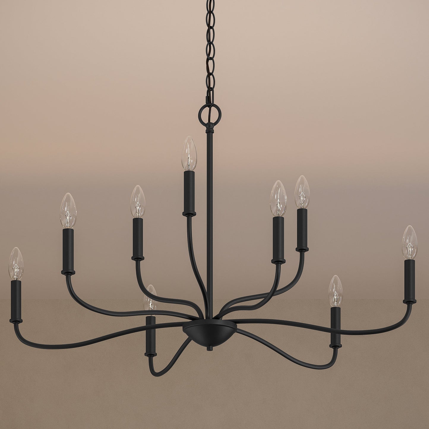 Progress Lighting P400465-31M Ilia 9 Light Matte Black Chandelier - Lifestyle Application Shot