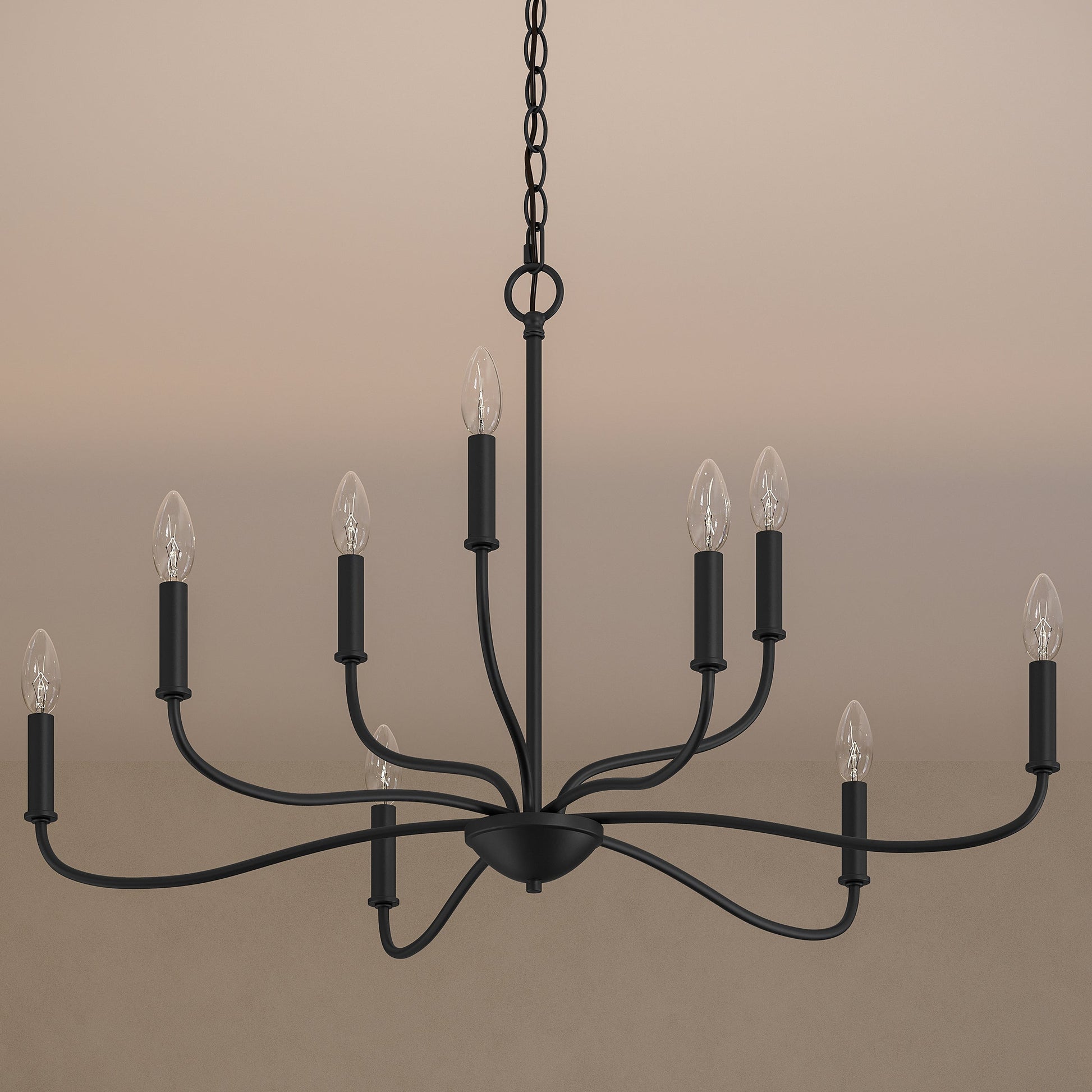 Progress Lighting P400465-31M Ilia 9 Light Matte Black Chandelier - Lifestyle Application Shot