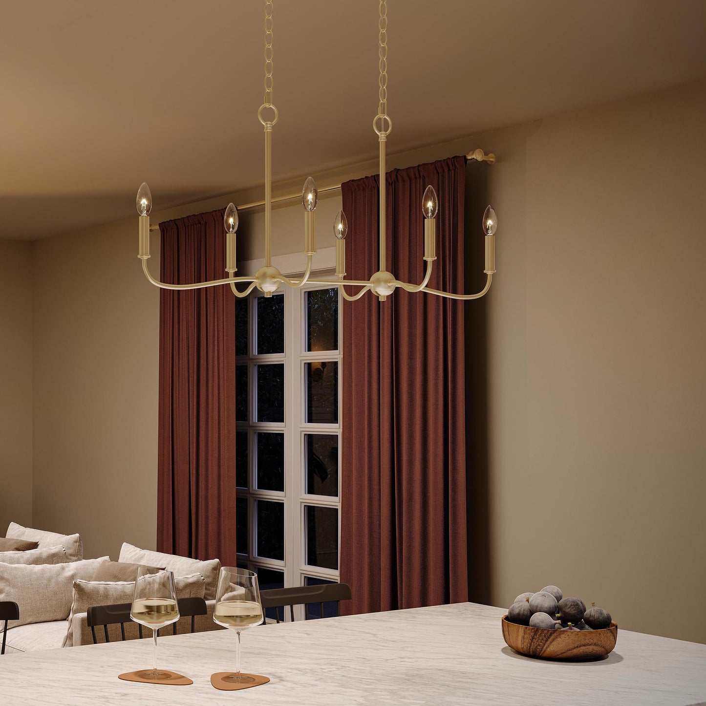 Progress Lighting P400466-191 Ilia Brushed Gold Linear Chandelier Additional View 7
