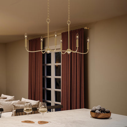 Progress Lighting P400466-191 Ilia Brushed Gold Linear Chandelier Additional View 7