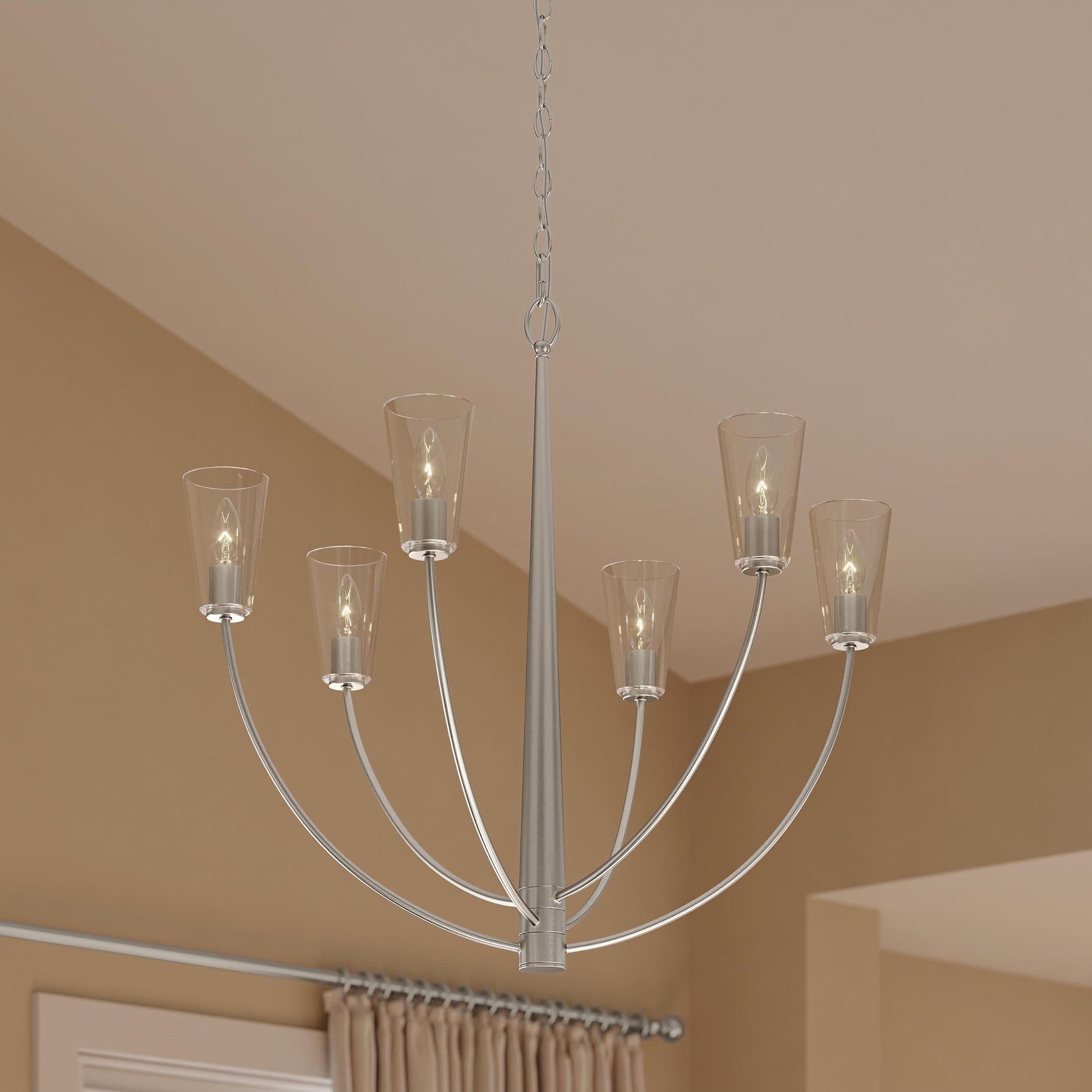 Progress Lighting P400454-009 Jheni Brushed Nickel Chandelier - Detail Close-Up View