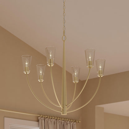 Progress Lighting P400454-191 Jheni Brushed Gold Chandelier - Detail Close-Up View