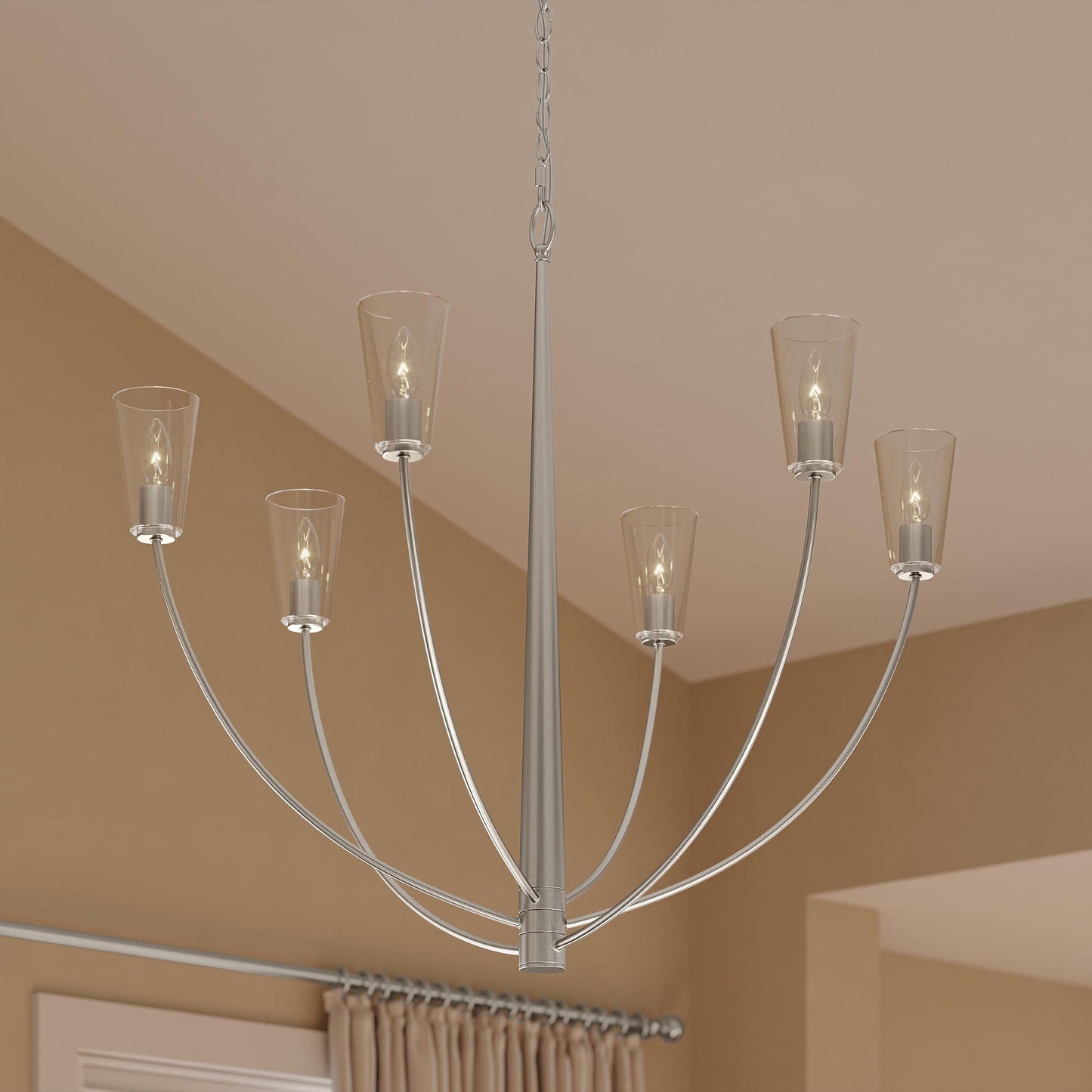 Progress Lighting P400455-009 Jheni Brushed Nickel Chandelier - Living Room Lifestyle Shot