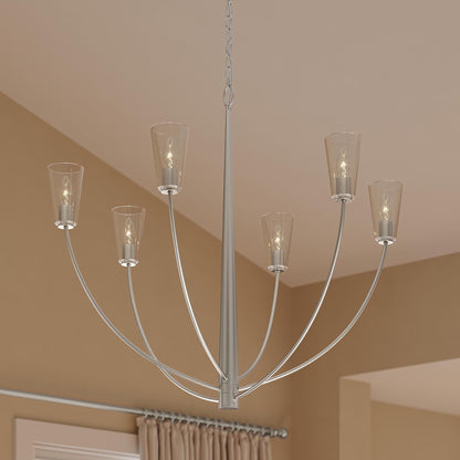 Progress Lighting P400455-009 Jheni Brushed Nickel Chandelier - Living Room Lifestyle Shot