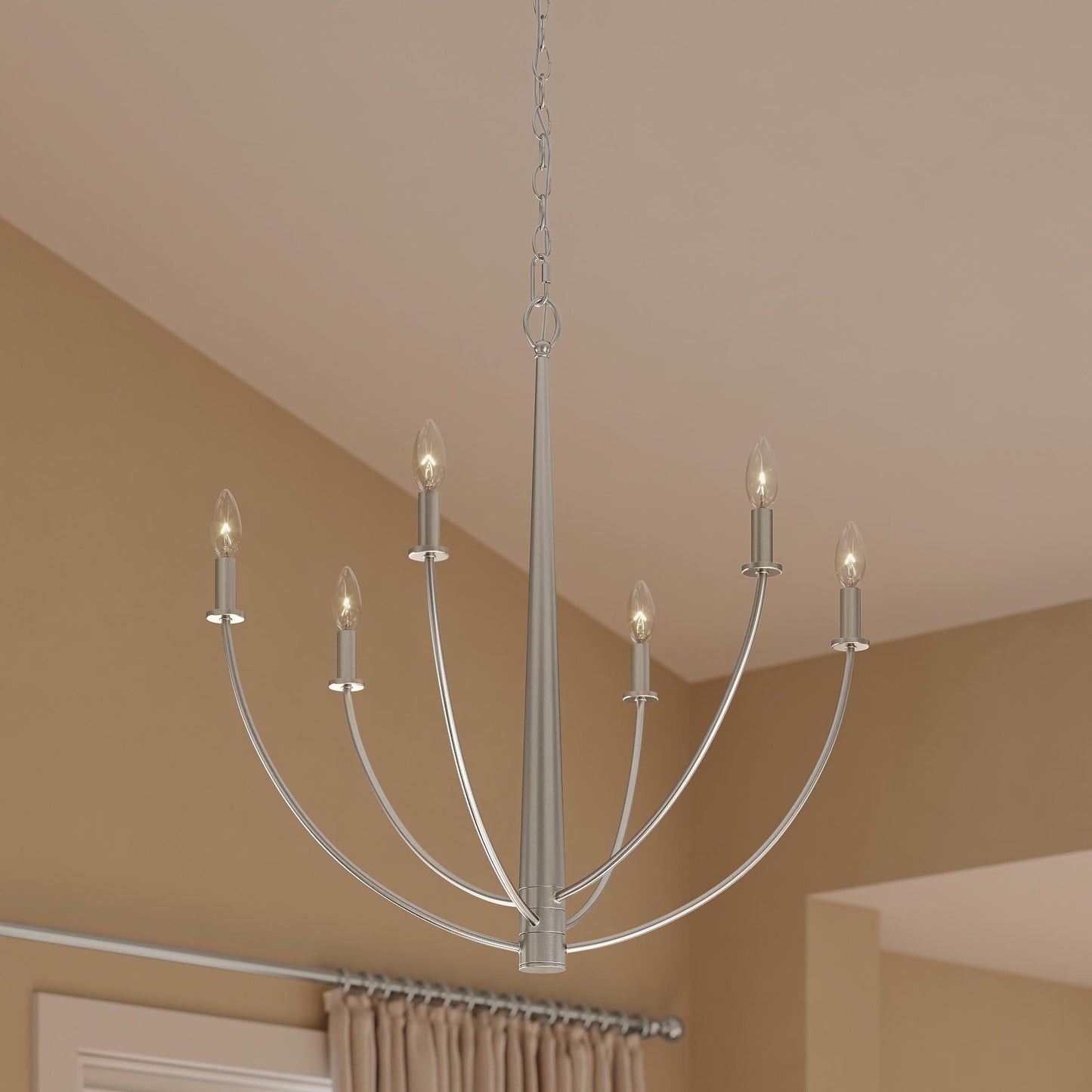 Progress Lighting P400459-009 Jheni Brushed Nickel Chandelier - Room Detail Lifestyle Shot