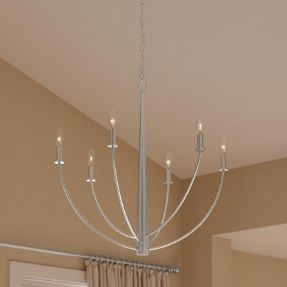 Progress Lighting P400459-009 Jheni Brushed Nickel Chandelier - Room Detail Lifestyle Shot