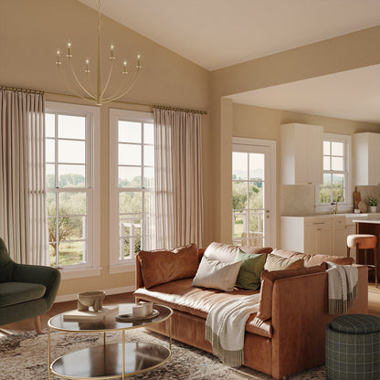 Progress Lighting P400459-191 Jheni Brushed Gold Chandelier - Living Room Lifestyle Day Shot