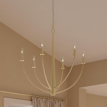 Progress Lighting P400459-191 Jheni Brushed Gold Chandelier - Detail Close-Up Shot