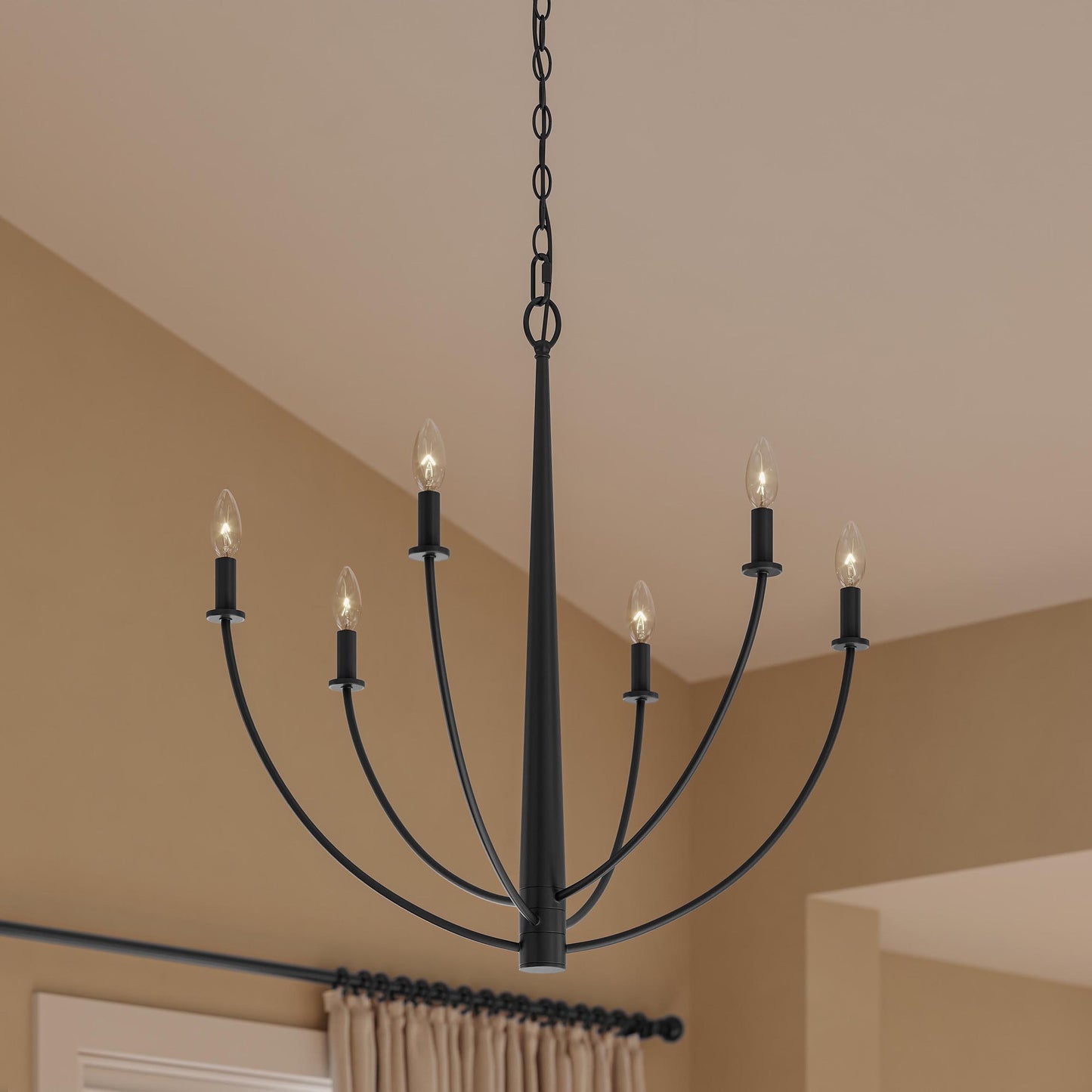 Progress Lighting Jheni P400459-31M Matte Black Chandelier - Close-Up Detail