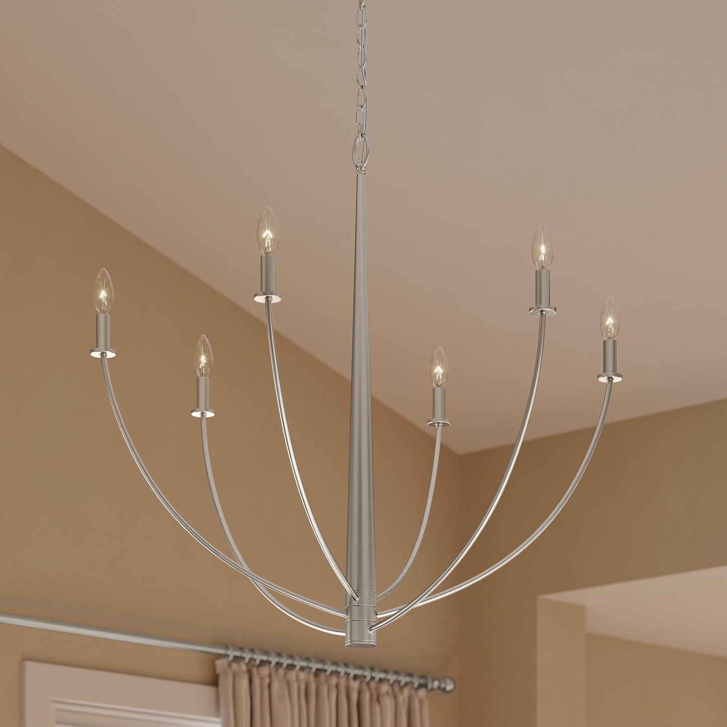 Progress Lighting P400460-009 Jheni Brushed Nickel Chandelier - Close-Up Detail View