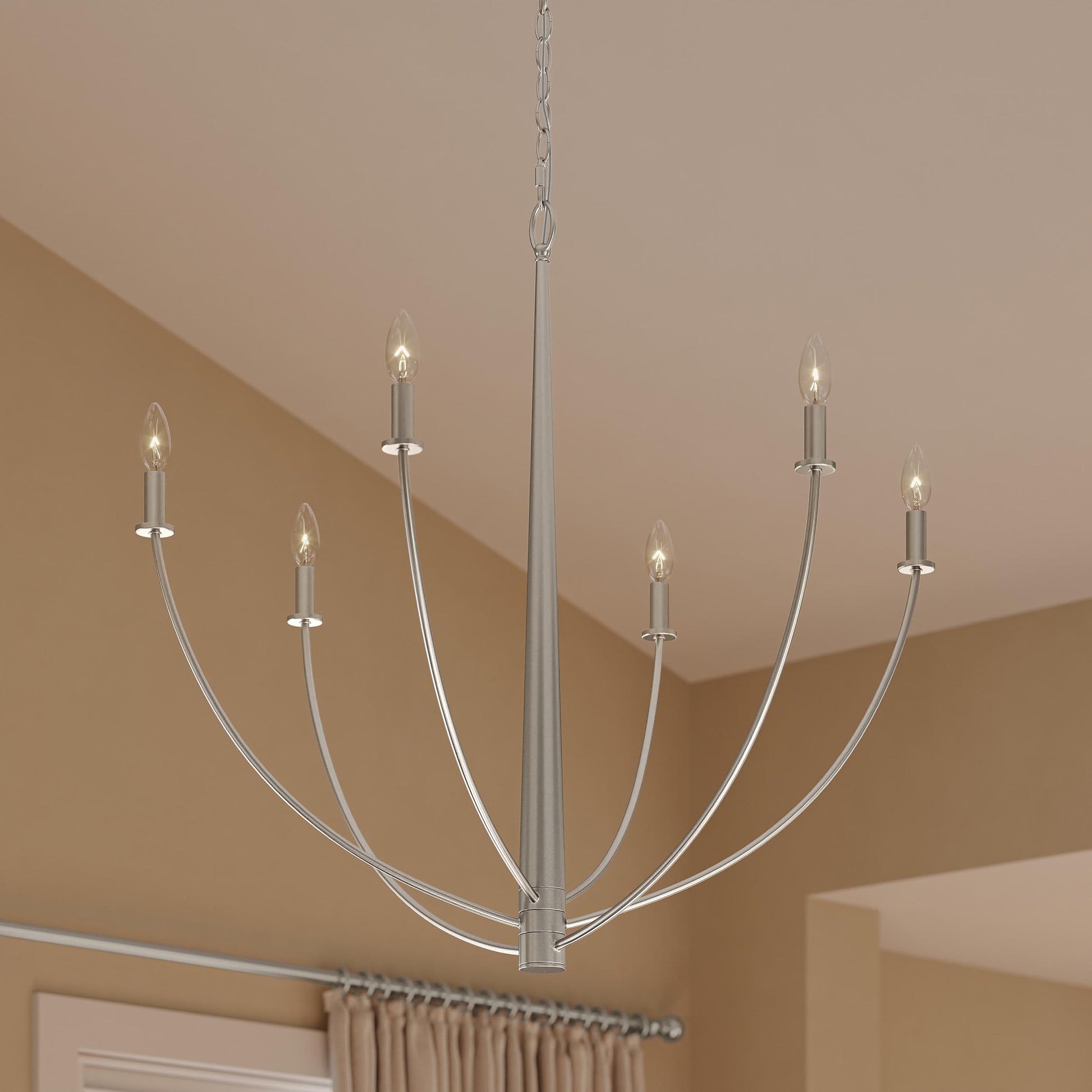 Progress Lighting P400460-009 Jheni Brushed Nickel Chandelier - Close-Up Detail View