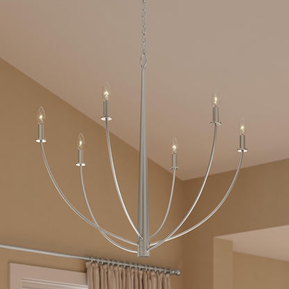 Progress Lighting P400460-009 Jheni Brushed Nickel Chandelier - Close-Up Detail View