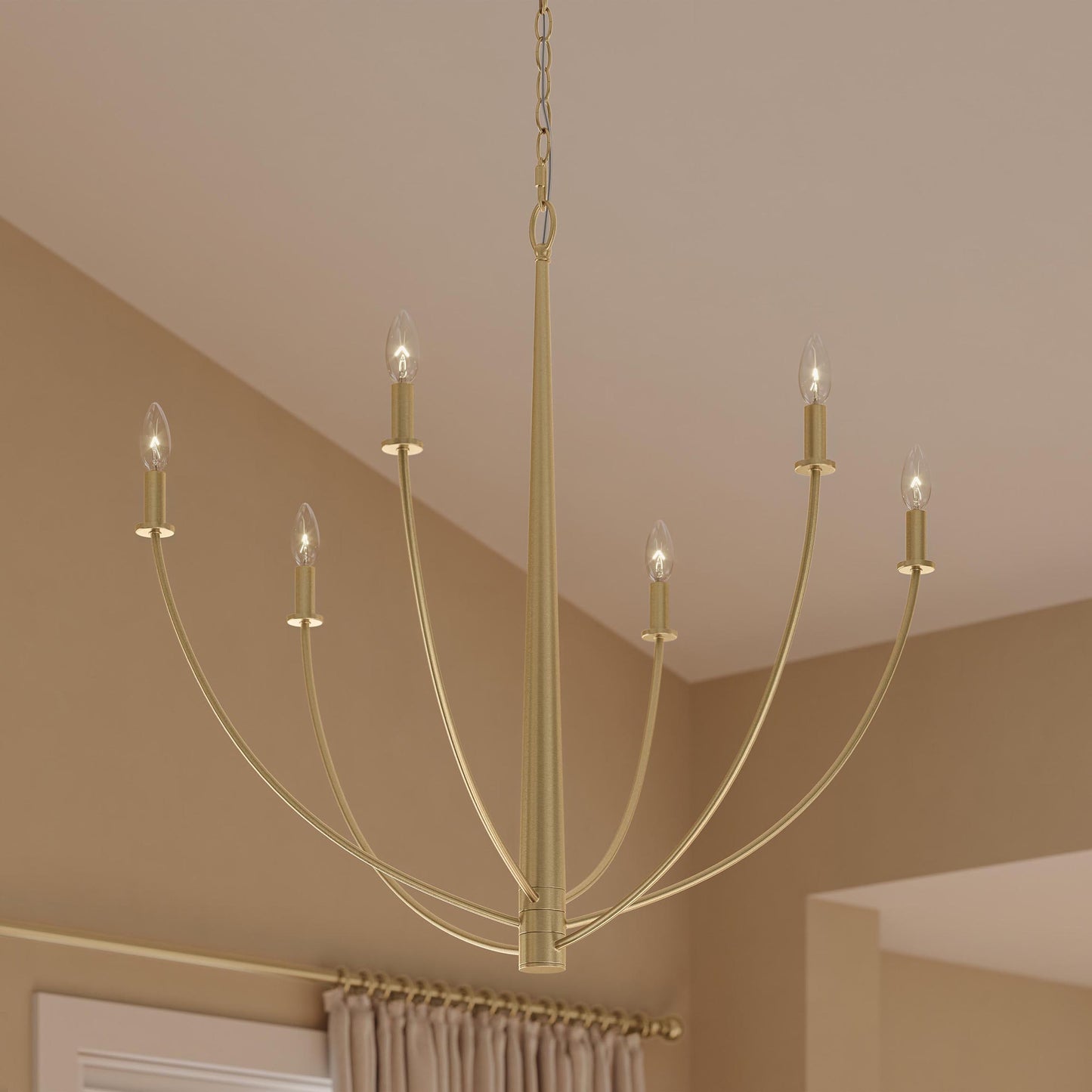 Progress Lighting P400460-191 Jheni Brushed Gold Chandelier Close-Up Detail