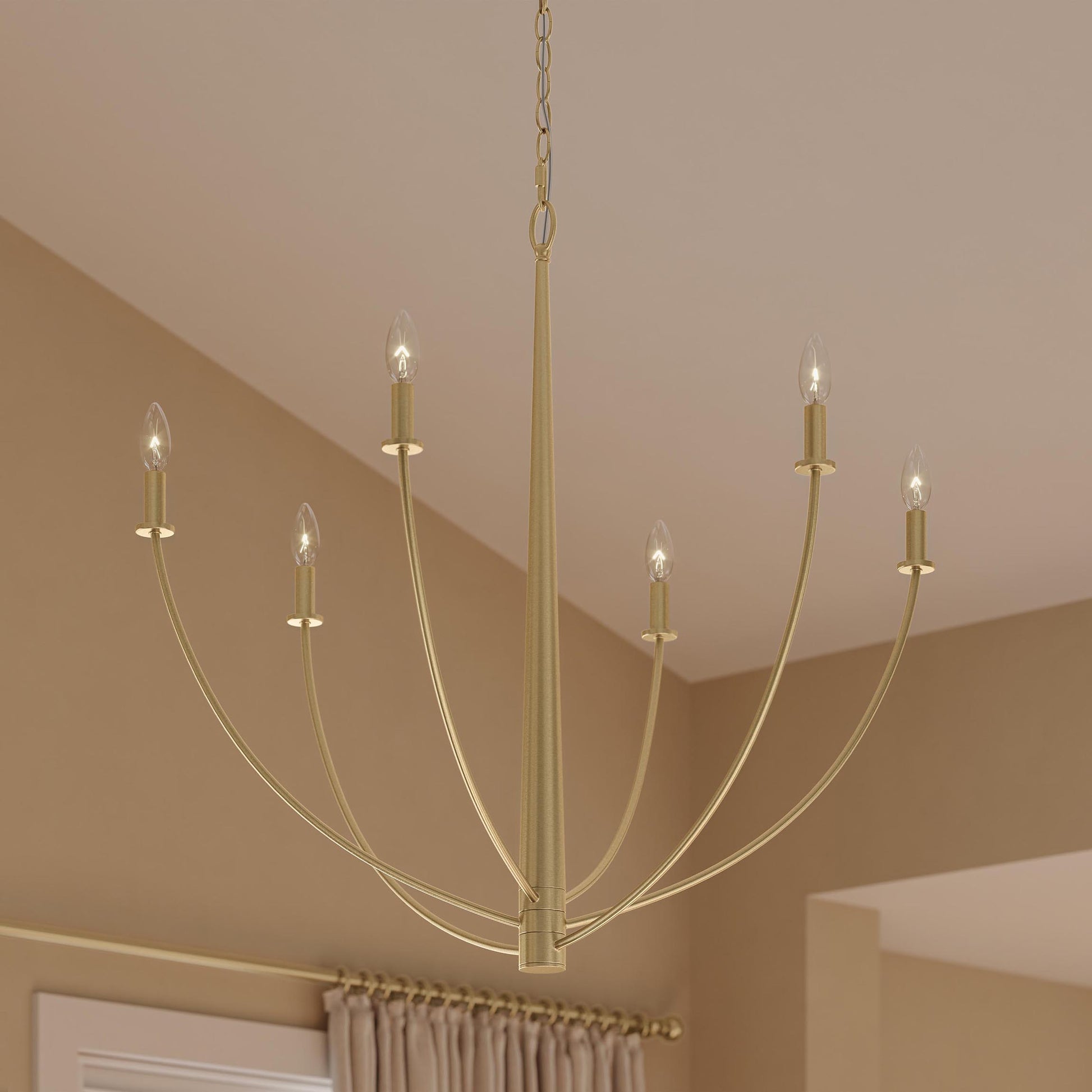 Progress Lighting P400460-191 Jheni Brushed Gold Chandelier Close-Up Detail