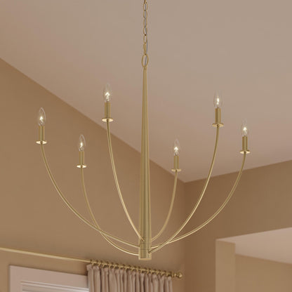 Progress Lighting P400460-191 Jheni Brushed Gold Chandelier Close-Up Detail