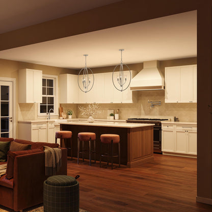 Progress Lighting P500512-009 Jheni Foyer Pendant Brushed Nickel Lifestyle Kitchen Night View
