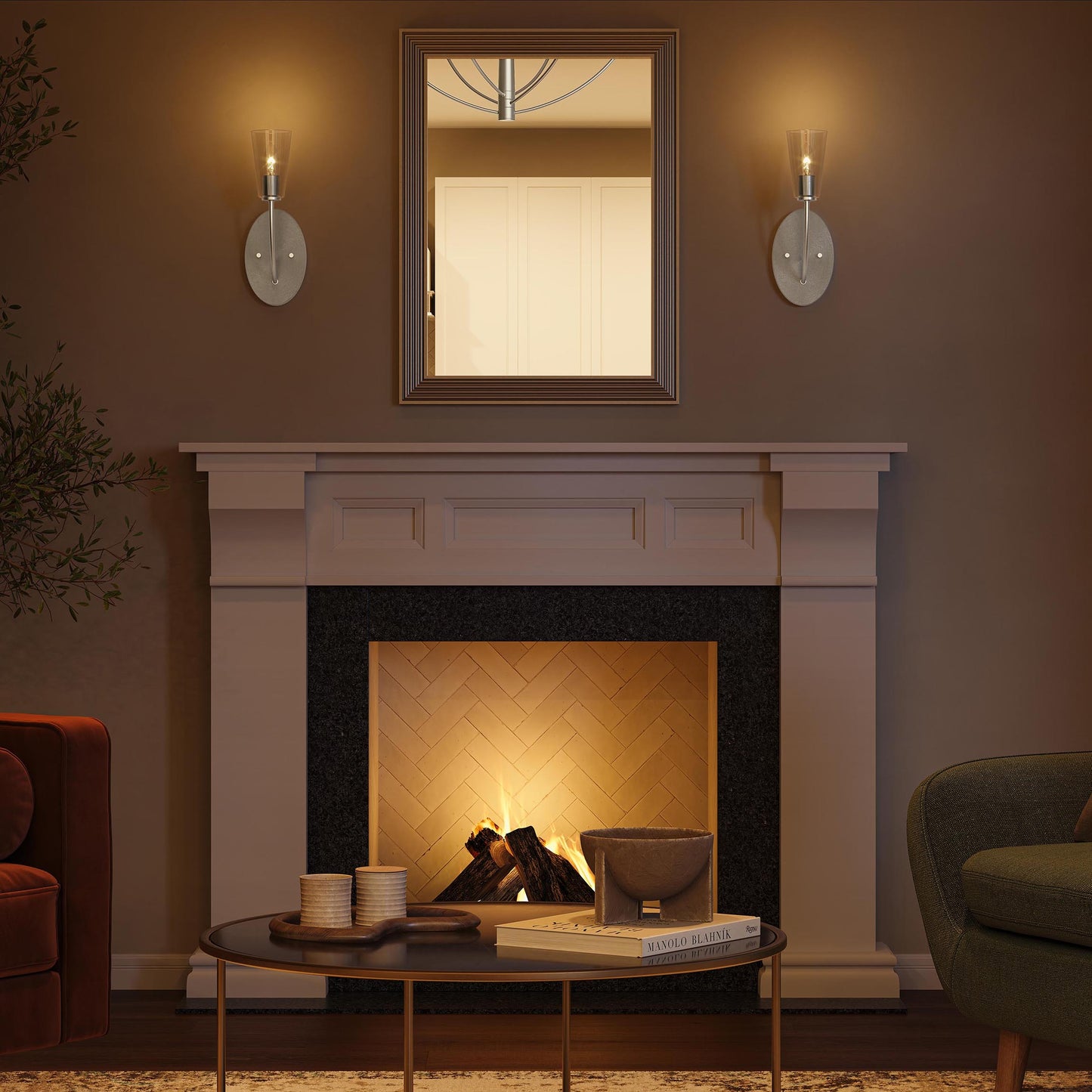 Progress Lighting P710154-31M Jheni Wall Sconce - Living Room Night Scene