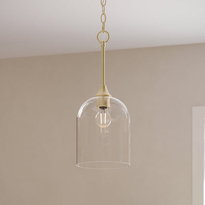 Progress Lighting Ilia P500514-191 Brushed Gold Pendant Light installed in a living room setting
