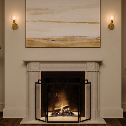 Progress Lighting Ilia Wall Sconce in Brushed Gold Lifestyle Living Room Night View