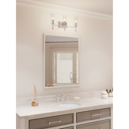 Progress Lighting P300358-009 Elara 3-Light Brushed Nickel Bath Vanity Wall Light - Lifestyle Application Shot