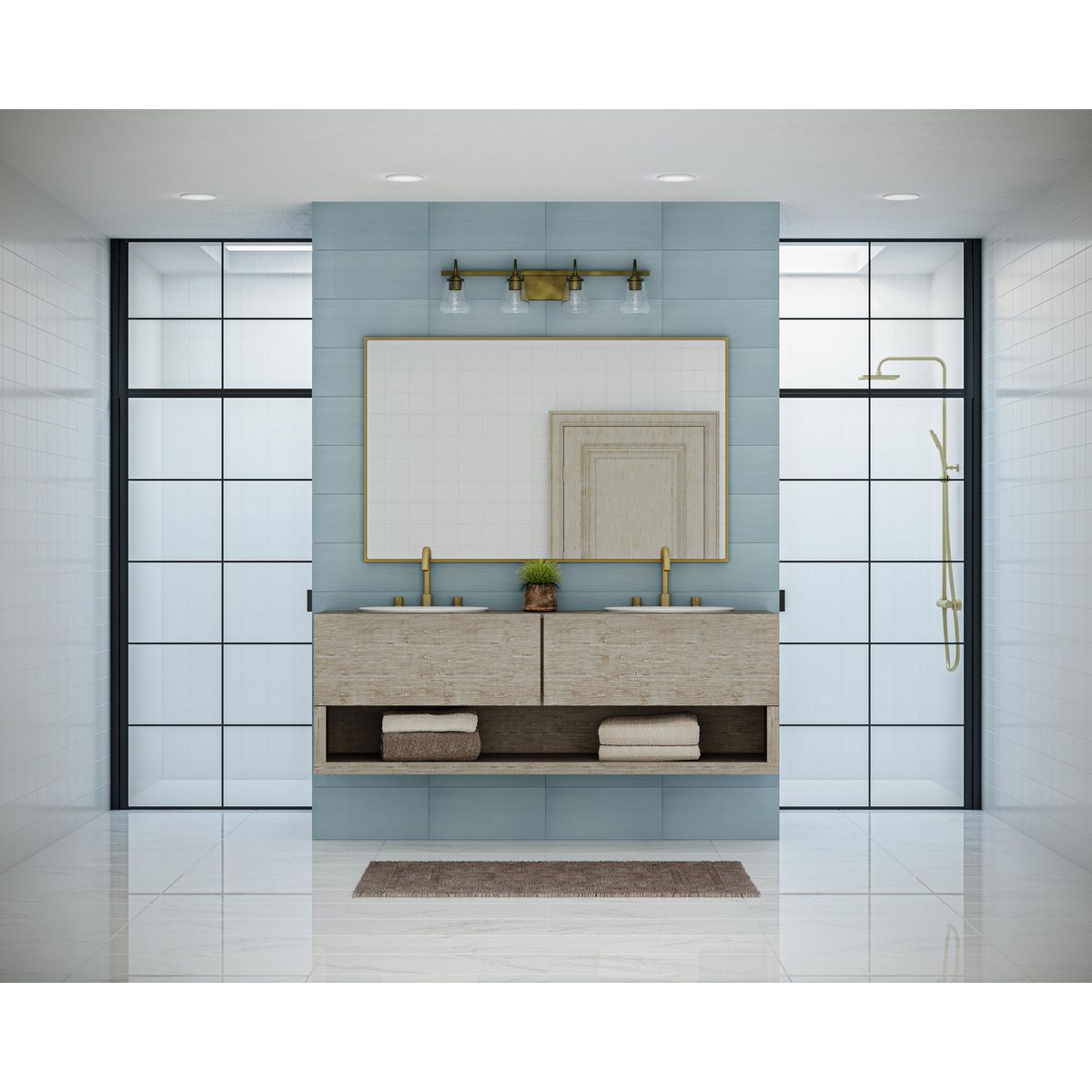 Progress Lighting P300475-196 Martenne 4 Light Aged Bronze Bath Vanity Wall Light - Lifestyle Application