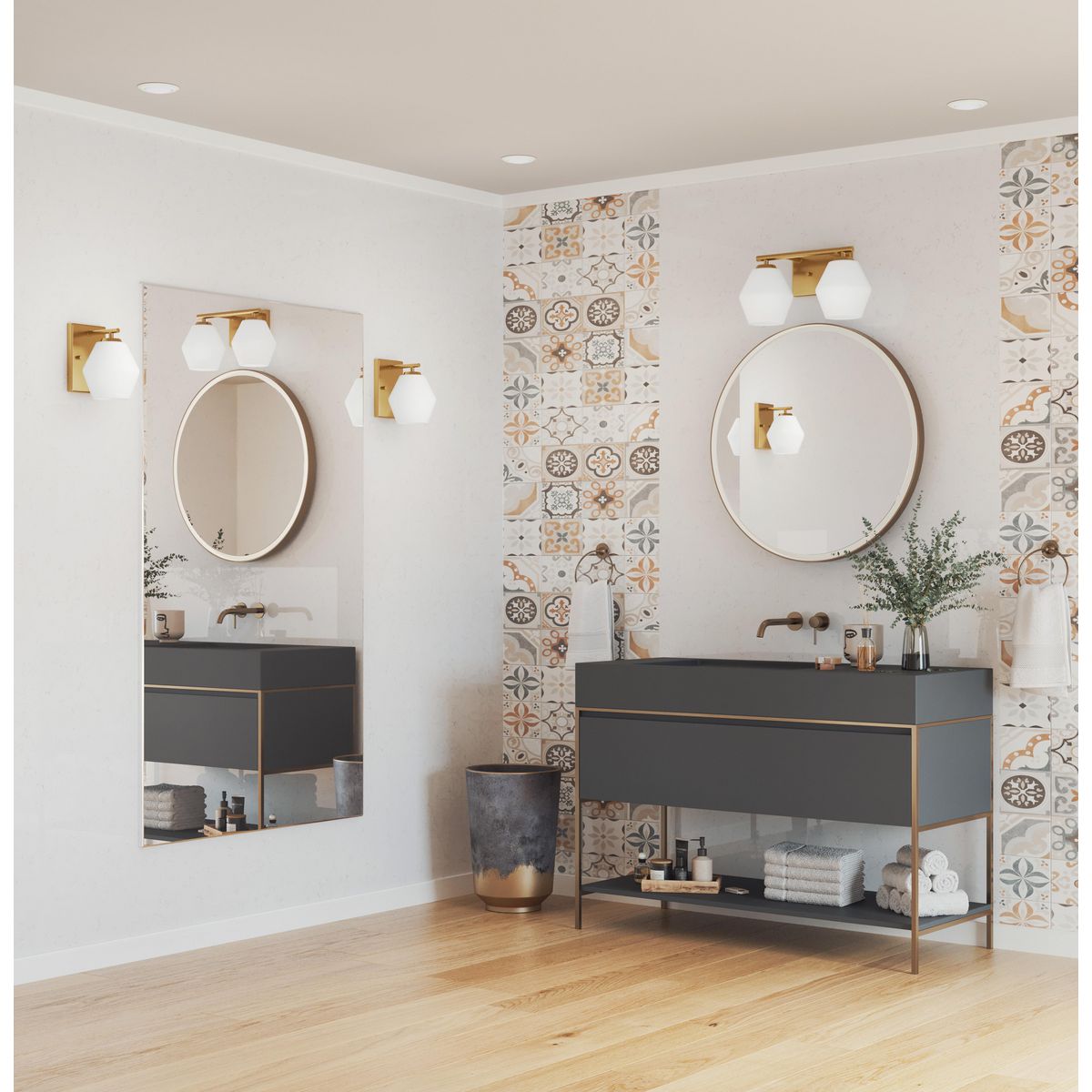 Progress Lighting P300431-191 Copeland Brushed Gold Bath Vanity Wall Light in bathroom setting