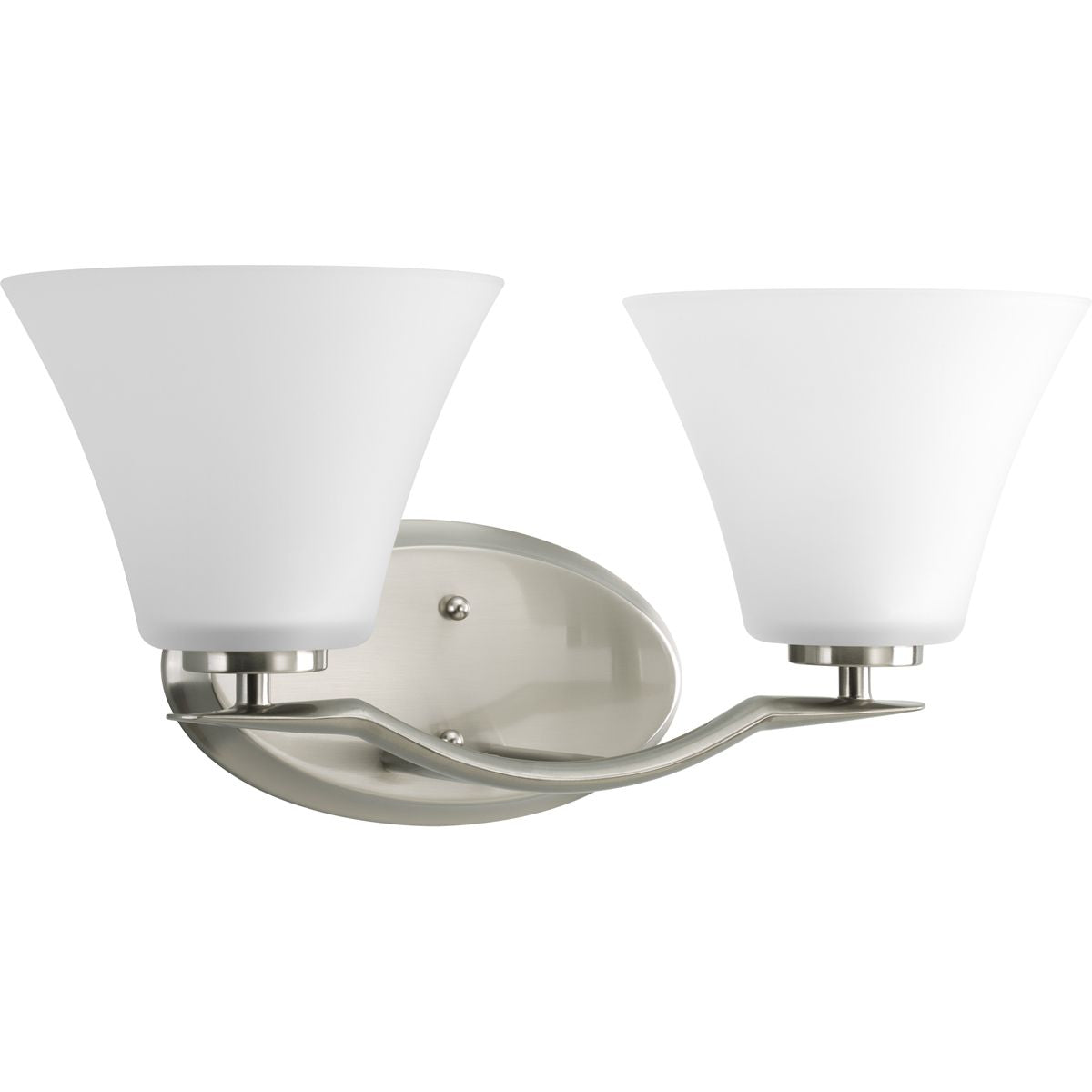 Progress Lighting Bravo 2 light bath vanity wall light in brushed nickel