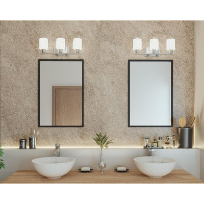Progress Lighting P2079-09 Invite 3 light brushed nickel bath vanity wall light in bathroom setting