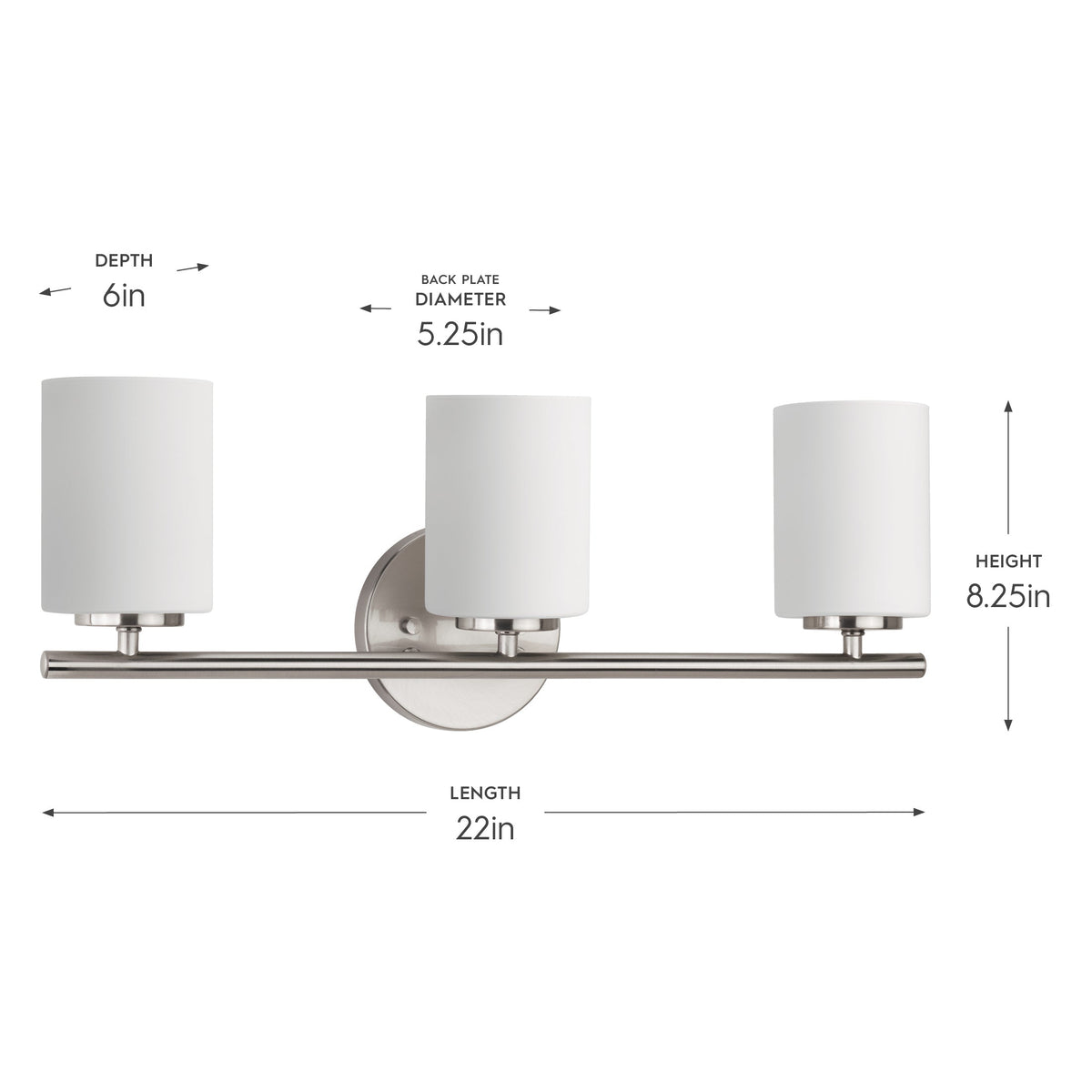 Dimension diagram for Progress Lighting P2159-09 bath vanity wall light